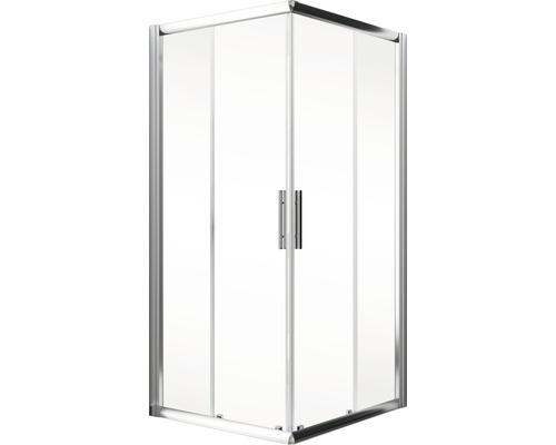 Cabine de douche d''angle avec verre clair et deux portes