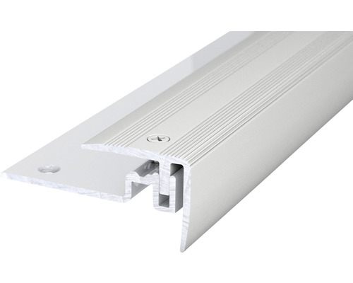 Treppenkantenprofil Alu PS 400 silber 30x25x1000mm Aluminium Treppenkantenprofil mit Schrauben und gerillter Oberfläche