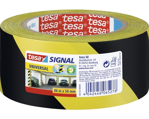 Ruban adhésif de marquage Tesa Universal ruban d’avertissement jaune noir 5 cm x 66 m Ruban adhésif de marquage Tesa Universal ruban d’avertissement jaune noir 5 cm x 66 m