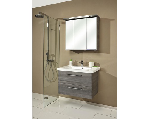 Set de meubles de salle de bains Pelipal Kumba lxhxp 80 x 200 x 51 cm couleur de façade graphite structure transversale avec vasque en fonte minérale blanc 99.77022519