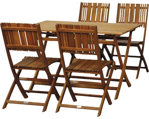 Ensemble de meubles de jardin Falun chaise pliante 4 places 5 pces marron