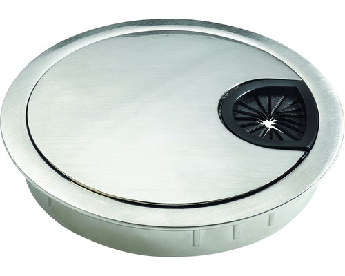 Passage de câbles Ø 60/67 mm couleur acier inox Passe-câble de table rond en métal