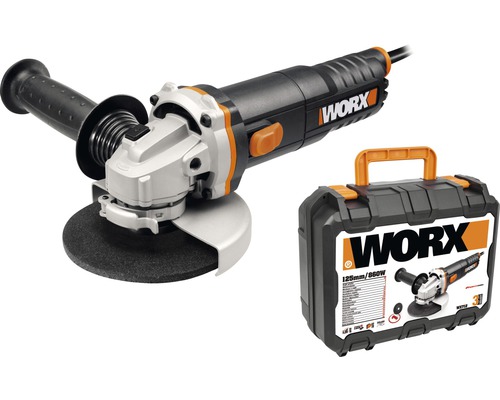 WORX Winkelschleifer mit Schleifscheibe und Aufbewahrungskoffer