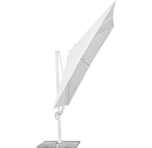 Parasol excentré blanc sur un socle gris