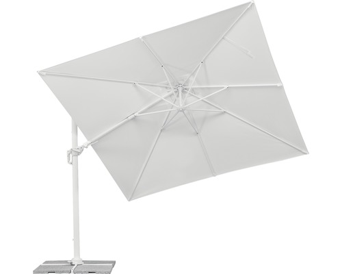 Parasol déporté carré avec support pour le jardin
