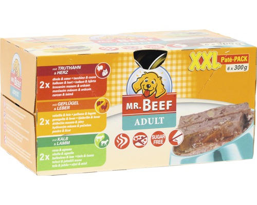 Pâtée pour chien Mr. BEEF Paté aux crustacés 6 x 300 g