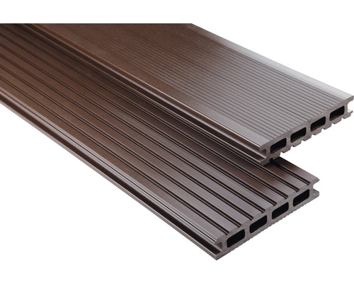 Lame de plancher Konsta WPC Primera marron chocolat lisse 26x145x3500 mm