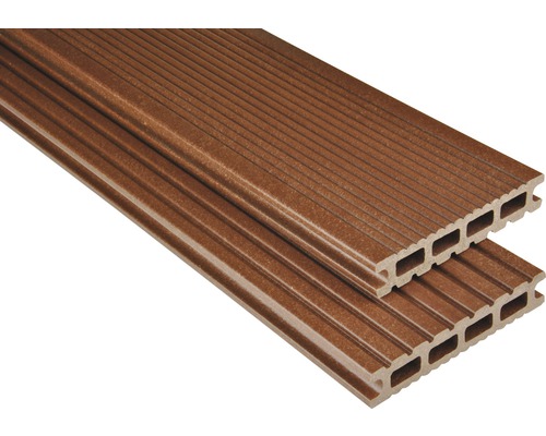Lame de terrasse Konsta en bois composite Futura alvéolé mat 26x145 mm (au mètre à partir de 1000 mm jusqu'à 6000 mm max.) marron