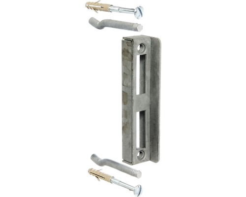 Butée pour boîtier de serrure galvanisée à chaud dimensions mandrin 60 mm, hauteur 172 mm, profondeur 30 mm Butoir de porte avec cheville et vis