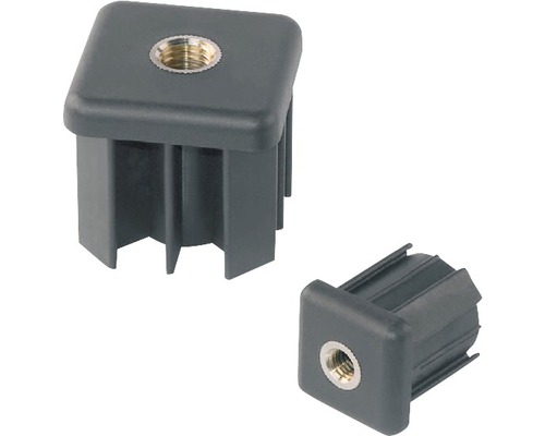 Embout enfichable pour tube carré 10x40x40 mm plastique noir Bouchon carré avec prise filetée pour tubes carrés
