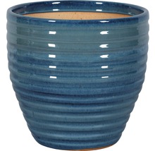 Blauer Pflanztopf mit gerippter Textur