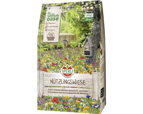 Blumenwiesesamen Sperli’s Nützlingswiese Blumensamen 250 g 25 m² Samenpackung Nützlingswiese von Sperli, geeignet für 25 Quadratmeter Fläche, 250 Gramm