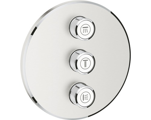 GROHE Duscharmatur Unterputz GROHTHERM SMARTCONTROL supersteel matt 29122DC0 Duscharmatur mit drei Einstellknöpfen für Strahlart und Temperatur