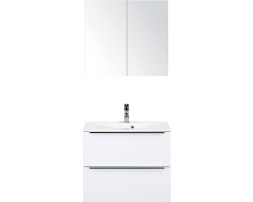 Badmöbel-Set Sanox Pulse BxHxT 70 x 170 x 50 cm Frontfarbe weiß hochglanz mit Waschtisch Mineralguss weiß