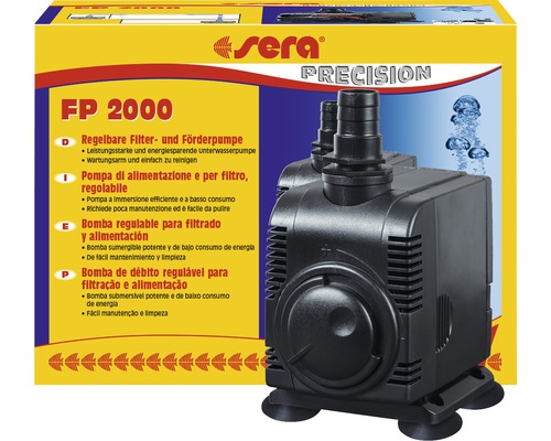 Pompe pour aquarium sera pompe d'alimentation et de filtration FP 2000, pompe immergée réglable pour eau douce et eau de mer jusqu'à 2000 l/h