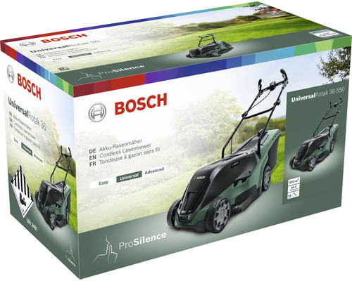 Emballage d''une tondeuse à gazon sans fil Bosch UniversalRotak 36