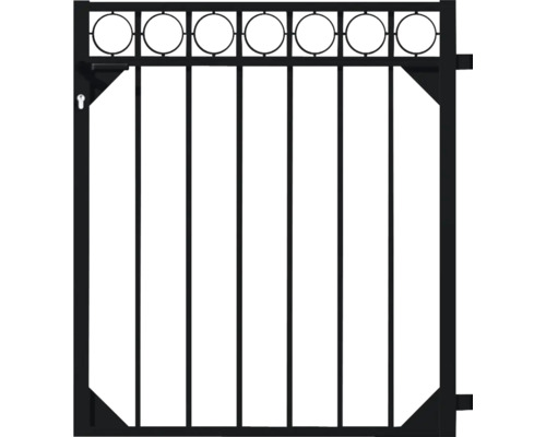 Portail simple ALBERTS Circle 96,5 x 100 cm noir Portillon de clôture en métal avec ornements circulaires