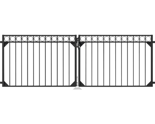 Portail double ALBERTS Circle 301 x 100 cm noir Portail métallique à deux battants avec éléments décoratifs