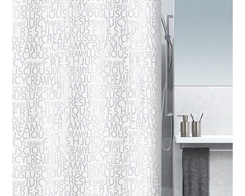Rideau de douche textile 180x200 cm argent Caractères Spirella