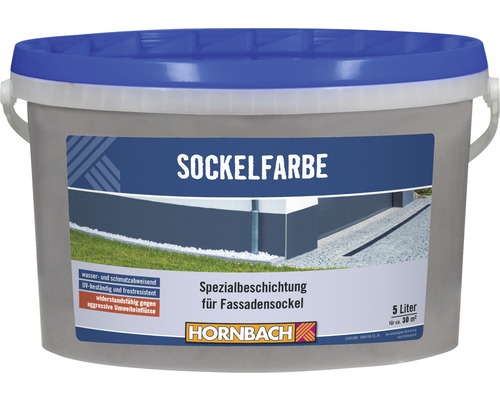 Eimer Sockelfarbe für Fassaden, 5 Liter, wasserabweisend, schmutzabweisend, UV-beständig und frostresistent