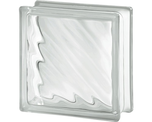 Brique de verre vague blanc 19 x 19 x 8 cm