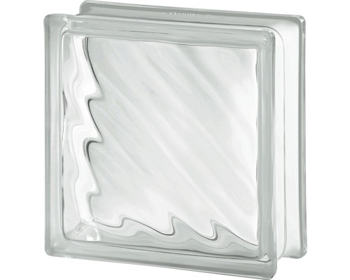 Brique de verre vague blanc 19 cm x 19 cm x 8 cm Brique de verre transparente avec motif ondulé