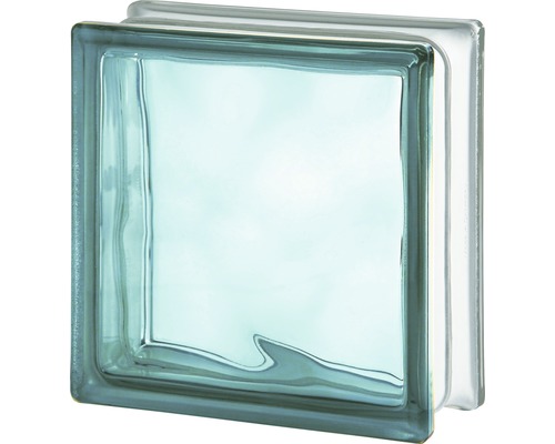 Brique en verre Wolke turquoise 19x19x8 cm