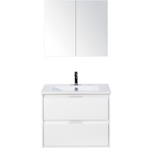 Badmöbel-Set Sanox Porto BxHxT 71 x 170 x 51 cm Frontfarbe weiß hochglanz mit Waschtisch Keramik weiß