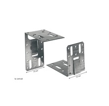 Deux connecteurs d''angle en acier d''une taille de 75 mm