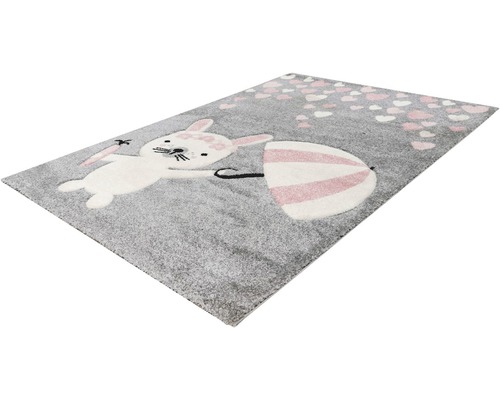 Teppich mit Hasenmotiv, Herzen und Schirm