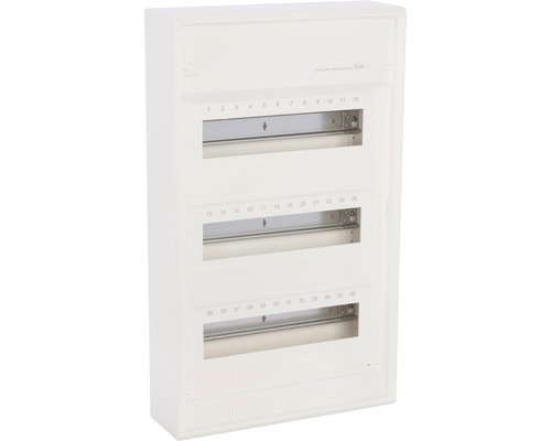 Petit boîtier de distribution en saillie 3 rangées sans porte blanc Hager VA36CN Boîtier de distribution avec 36 modules pour installation électrique