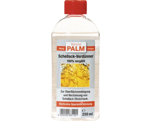 Diluant pour gomme-laque Barend PALM intérieur incolore 250 ml Bouteille de diluant pour gomme-laque, 250 ml, pour le nettoyage des surfaces et la dilution des vernis à la gomme-laque