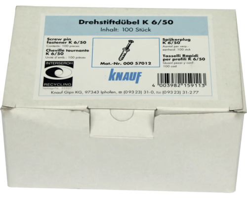 Drehstiftdübel K 6/50, Inhalt 100 Stück in einer Verpackung