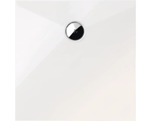 Kit complet receveur de douche SCHULTE Plan ExpressPlus 80 x 80 x 3.5 cm blanc alpin lisse D241014 04 Vue détaillée d''un fond de receveur de douche blanc avec drain