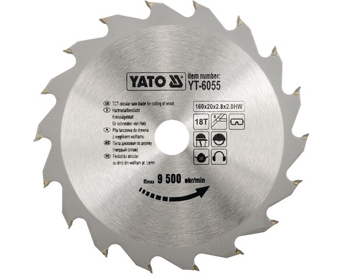 Lame de scie circulaire Yato pour couper le bois, 160x20x2.8x2.0HW