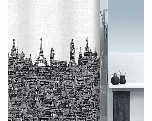 Duschvorhang spirella Urban Textil 180 x 200 cm schwarz/weiß