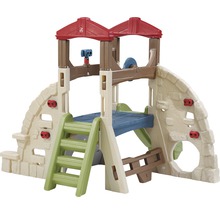Tour de jeu avec mur d''escalade, toboggan, échelle et plateforme d''observation pour le jardin
