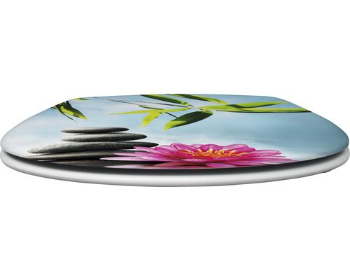 Abattant de WC avec motif zen, pierres, fleur de lotus et bambou