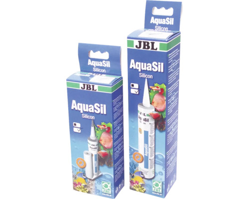 Silicone d'aquarium JBL AquaSil transparent 80 ml Deux paquets de silicone JBL AquaSil dans une boîte en carton