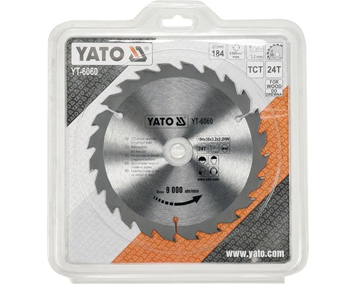 Lame de scie circulaire Yato de 184 millimètres de diamètre dans son emballage