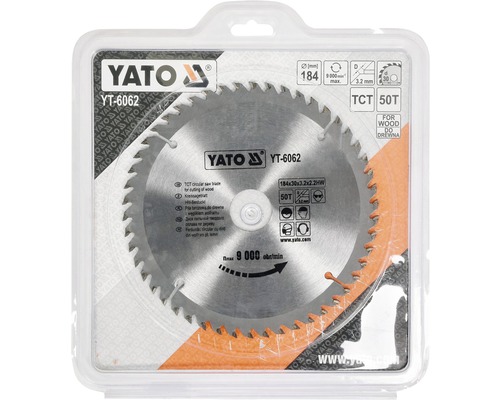 Lame de scie circulaire Yato pour couper le bois, diamètre 184 millimètres
