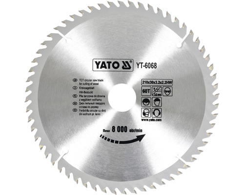 Lame de scie circulaire Yato HM 210 x 3,2 x 30 mm 60 Z