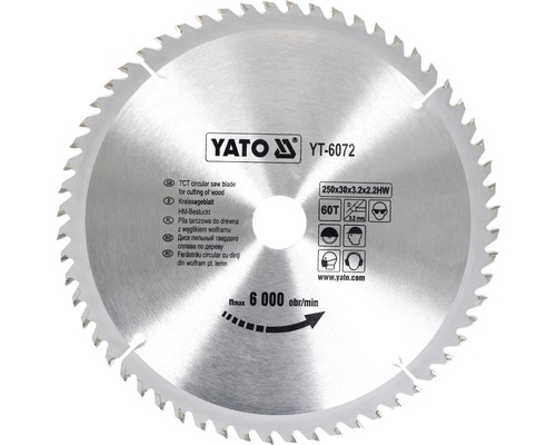 Lame de scie circulaire Yato HM 250 x 3,2 x 30 mm 60 Z