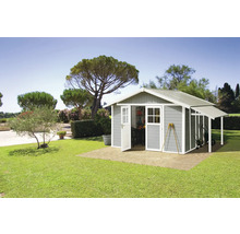 Gartenhaus Grosfillex Lodge XL 370 x 407 cm hellgrau-weiß