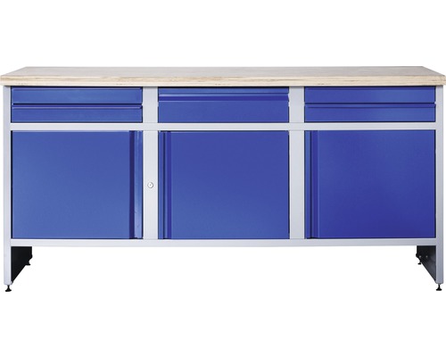 Établi Industrial B 3.1 1770 x 880 x 700 mm 3 portes 5 tiroirs gris/bleu