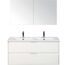 Badmöbelset 3-teilig Doppelbadmöbel Sanox Porto BxHxT 121 x 170 x 51 cm Frontfarbe weiß hochglanz mit Waschtisch Keramik weiß 84730201