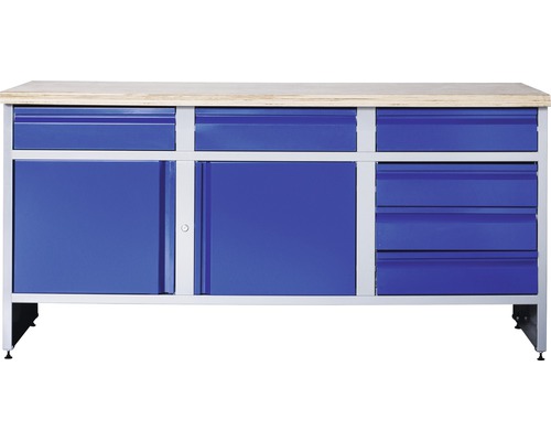 Établi Industrial B 4.0 1770 x 880 x 700 mm 2 portes 6 tiroirs gris/bleu