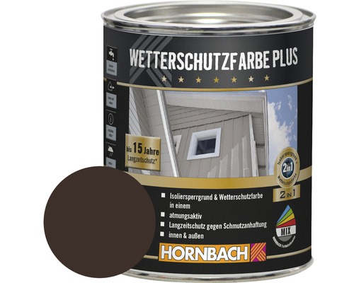 Peinture pour bois HORNBACH anti-intempéries Plus marron foncé 750 ml