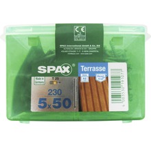 Vis de terrasse Spax 5x50 millimètres, 230 pièces, en acier inoxydable A2, inoxydable, Made in Germany