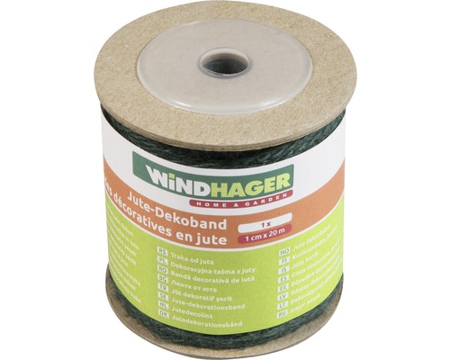 Bobine de ruban décoratif en jute verte, 1 cm x 20 m